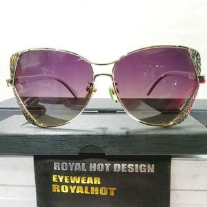 Womens Polarized Sunglasses 59mm Metal Decorative Design 100%UV protection